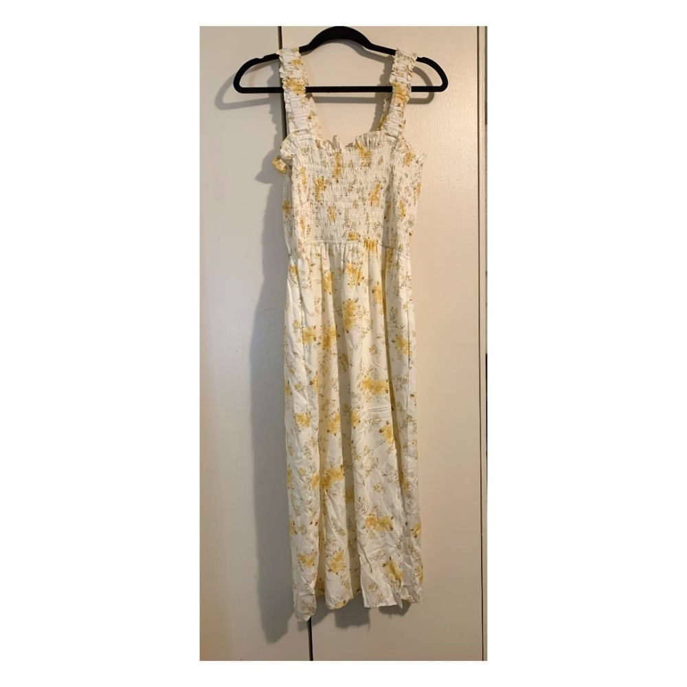 WAYF White Yellow Floral Summer Dress medium